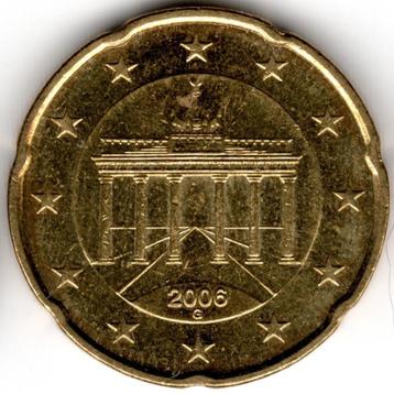 Allemagne : 20 cents 2006 G Karlsruhe KM #211 Ref 16214, Enlèvement ou Envoi, Allemagne, 20 centimes, Monnaie en vrac
