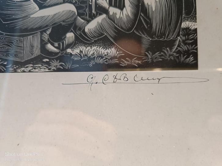 De rondedans  (Houtsnede)  gustaaf de bruyne, Antiek en Kunst, Kunst | Etsen en Gravures, Ophalen