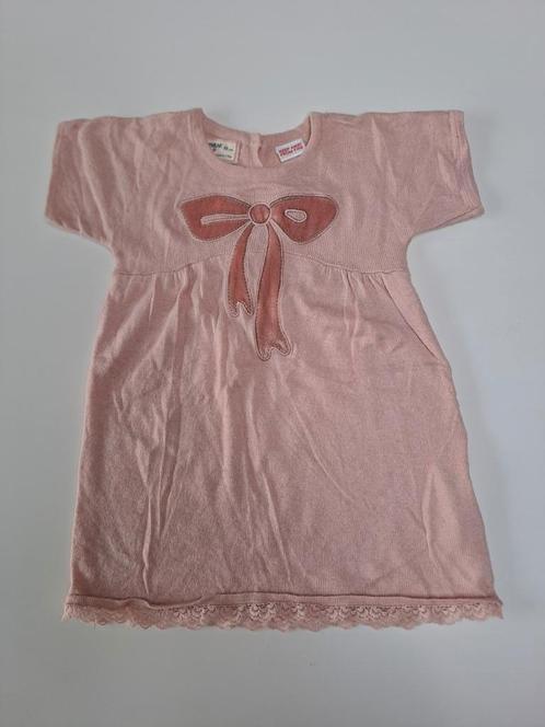 Mt 82 Lichtroze gebreide jurk met strik, Kinderen en Baby's, Babykleding | Maat 80, Gebruikt, Meisje, Jurkje of Rokje, Ophalen of Verzenden