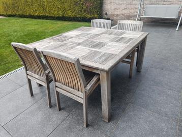 Teak tuintafel + 8 stoelen, Tuin en Terras, Ophalen of Verzenden