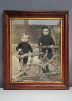 Super photo ancienne encadrée 50x60cm Charme Vintage, Enfant, Photo, Enlèvement, Utilisé