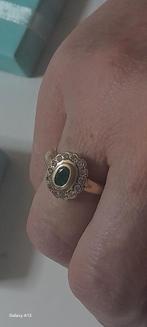 Diamant- en smaragdgouden ring maat 56,57., Handtassen en Accessoires, Ringen, Ophalen of Verzenden, Zo goed als nieuw, Goud, Goud