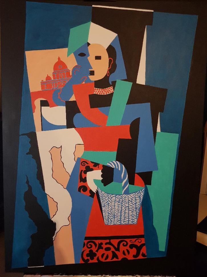 Het schilderij van Picasso uit 1917 van de Italiaan, Antiek en Kunst, Kunst | Schilderijen | Abstract, Ophalen of Verzenden