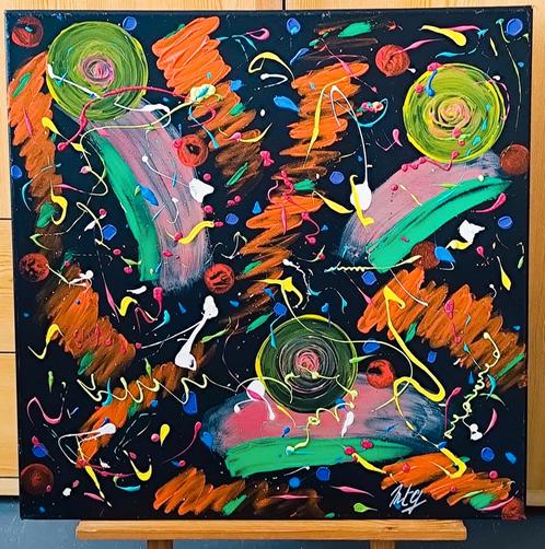 Peinture Acrylique sur toile de 60/60cm, Antiek en Kunst, Kunst | Schilderijen | Abstract, Ophalen of Verzenden