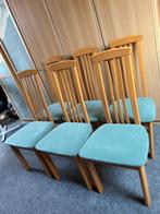 6 eetkamerstoelen groene bekleding, Huis en Inrichting, Ophalen, Hout, Gebruikt, Overige kleuren