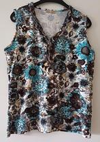 wit topje met bruine en blauwe bloemen, Wit, Maat 46/48 (XL) of groter, Ophalen of Verzenden, Zo goed als nieuw