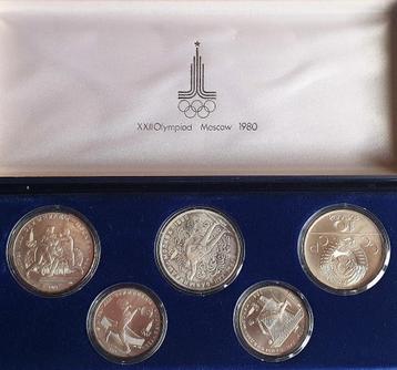 Etui met 5 munten : 1980 Summer Olympics in Moscow beschikbaar voor biedingen