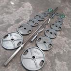 120 kilo Olympische Gewichten set + 2 Olympische barbells, Sport en Fitness, Ophalen, Zo goed als nieuw