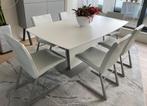Wit lederen eetkamerstoelen, Huis en Inrichting, Stoelen, Ophalen, Wit, Zo goed als nieuw, Modern hedendaags
