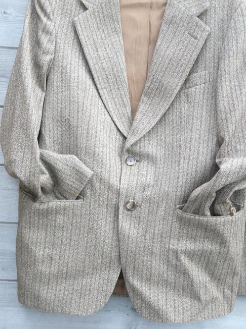 Vintage donkerbruin herenkostuum in visgraatmotief, Kleding | Heren, Kostuums en vesten, Zo goed als nieuw, Maat 48/50 (M), Bruin