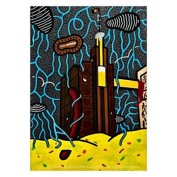 Origineel schilderij van de Proximus Towers - Acryl - 40x60 beschikbaar voor biedingen