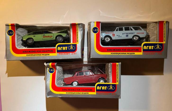 Vintage Agat 1:43 Scale Moskvitch Lot (3) - Russian Die-Cast, Hobby & Loisirs créatifs, Voitures miniatures | 1:43, Comme neuf