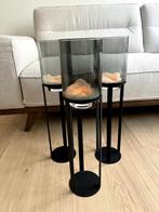 3 kandelaars metaal/glas, Ophalen, 50 tot 75 cm, Zwart, Zo goed als nieuw