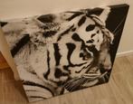 Tijger canvas print zwart wit (ca. 1x1m), Huis en Inrichting, Ophalen, 100 tot 125 cm, 75 cm of meer, Print