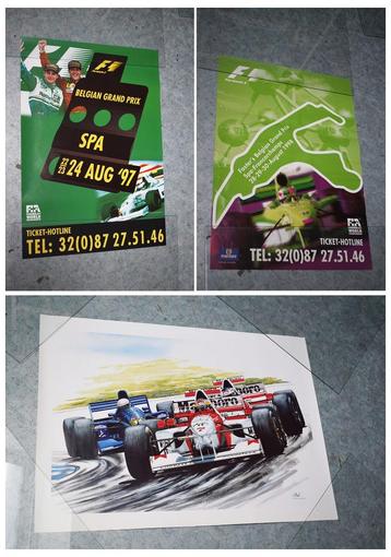 Lot 3 poster Formule 1 F1 Automobile Spa Francorchamps beschikbaar voor biedingen