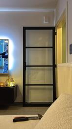 Zwarte metalen deur – industriële look met transparant glas, Doe-het-zelf en Bouw, Deuren en Vliegenramen, Ophalen, Glas