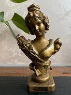 Art Nouveau Buste Vrouw (1890-1910) Brons verguld, Ophalen of Verzenden