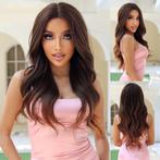 Luxe pruik lang haar in bruinmix zonder pony model Zea, Verzenden, Nieuw, Pruik of Haarverlenging