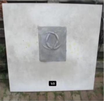  Leuk Abstract Geschilderd werk 'Vak met Hoorns' - 100x100 beschikbaar voor biedingen