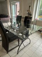 Tafel + 4 stoelen, Huis en Inrichting, Ophalen, Gebruikt, 50 tot 100 cm, Glas