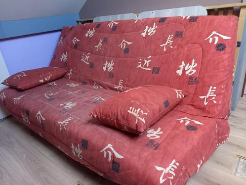 Clic clac, Huis en Inrichting, Slaapkamer | Slaapbanken, Gebruikt, 140 cm, Tweepersoons, Rood, Ophalen