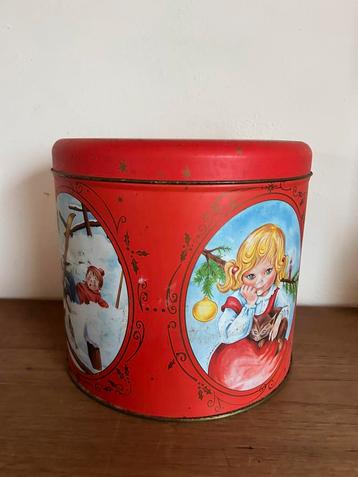 Boîte en étain de Noël vintage disponible aux enchères
