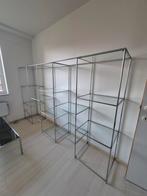 Modulair chromen designrek met glazen leggers – vintage, Enlèvement
