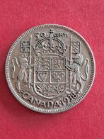 1938 Canada 50 cents in zilver George VI schaars, Zilver, Losse munt, Verzenden, Noord-Amerika