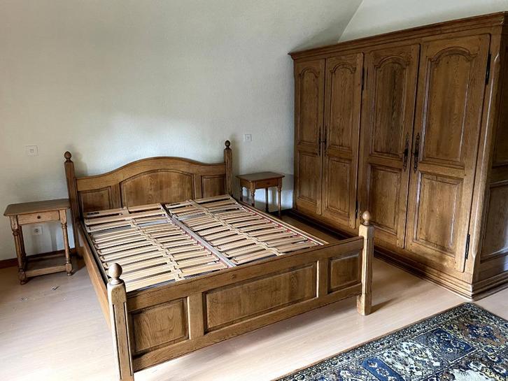 eiken slaapkamer 2p, Huis en Inrichting, Slaapkamer | Complete slaapkamers, Zo goed als nieuw, Tweepersoons, Ophalen