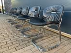 6x Gastone Rinaldi Sabrina chairs Rima Zwart leder TOPstaat!, Huis en Inrichting, Ophalen of Verzenden, Knoll vitra togo møller willy rizzo artifort cassina b&b italia