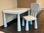 Kindertafel en stoel Ikea - lichtblauw, Kinderen en Baby's, Kinderkamer | Tafels en Stoelen, Gebruikt, Ophalen