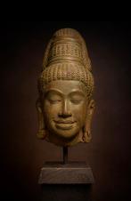 Tête de divinité en bronze antique/figure bouddhiste, Enlèvement ou Envoi, Utilisé