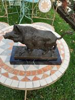 BRONZEN DIERENBORD OP MARMEREN SOKKEL, Antiek en Kunst, Antiek | Brons en Koper, Ophalen of Verzenden, Brons