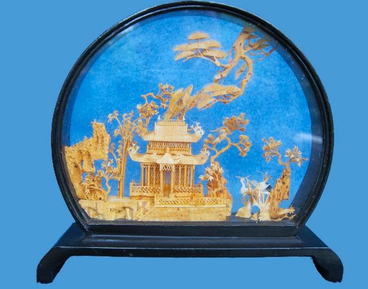 Mooi Chinees handgesneden kurk  - Hout, kurk glas, Antiek en Kunst, Kunst | Niet-Westerse kunst, Ophalen