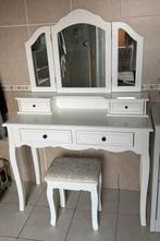 Witte kaptafel met spiegel, Huis en Inrichting, Tafels | Kaptafels, Ophalen, Gebruikt, Hout