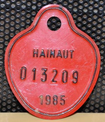 ancienne plaque velo hainaut 1985, Enlèvement ou Envoi, Utilisé
