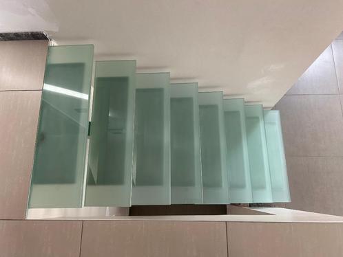 Escalier verre sablé et inox, Bricolage & Construction, Échelles & Escaliers, Utilisé, Escalier, Moins de 2 mètres, Enlèvement