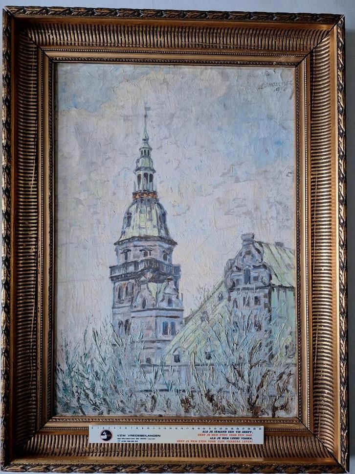 KOOPJE Schilderij Kasteel Kronborg door Leo Houlberg 1980, Antiek en Kunst, Kunst | Schilderijen | Klassiek, Ophalen