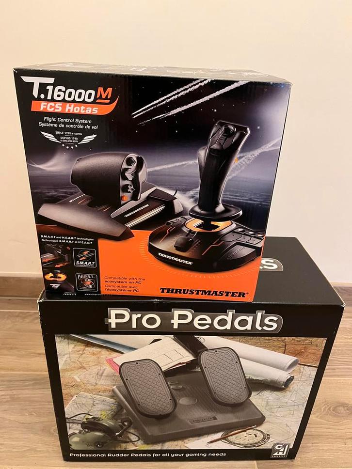 T-16000M FCS Hotas + CH Pro Pedals, Games en Spelcomputers, Spelcomputers | Overige Accessoires, Zo goed als nieuw, Ophalen