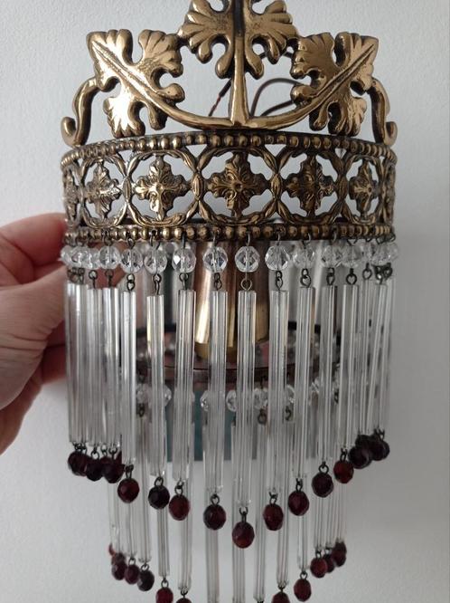 Twee Hollywood Regency stijl wandlampen, Huis en Inrichting, Lampen | Wandlampen, Gebruikt, Glas, Metaal, Ophalen of Verzenden