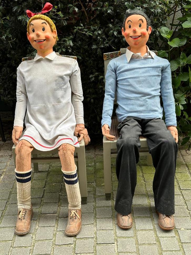 Levensgrote Suske en Wiske poppen (jaren '70), Collections, Personnages de BD, Utilisé, Statue ou Figurine, Bob et Bobette, Enlèvement