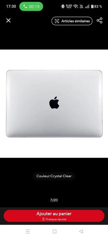 Coque transparent pour macbook air 13 pouces neuf beschikbaar voor biedingen