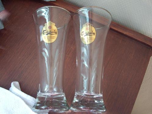 2 oude glazen in Carlsberg., Verzamelen, Biermerken, Zo goed als nieuw, Glas of Glazen, Overige merken, Ophalen of Verzenden