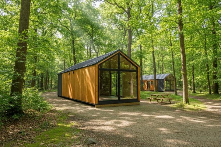 Tiny House, Stacaravan, Tuinhuis, Chalet 11 x 3.2m Nieuw!, Tuin en Terras, Tuinhuizen, Nieuw, Tuinhuis, Hout, 500 cm of meer, 200 tot 400 cm