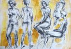 Technique mixte sur papier par Ton Etman 'Nude Study', Antiquités & Art, Enlèvement