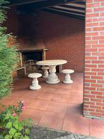 Betonnen tuintafel met 3 stoelen, Tuin en Terras, Tuintafels, Ophalen, Gebruikt, Rond, Overige materialen