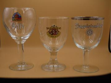 set van 3 bierglazen : Leffe / Grimbergen / Westmalle