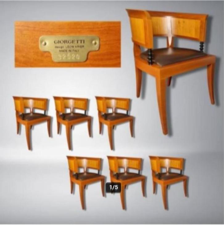 vintage Giorgetti design Sella stoelen Lèon Krier stukprijs, Huis en Inrichting, Stoelen, Zo goed als nieuw, Vijf, Zes of meer stoelen