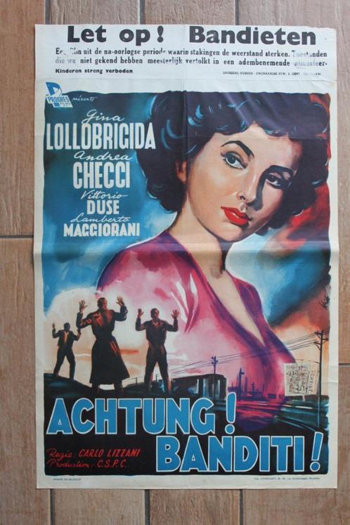 filmaffiche Gina Lollobrigida Achtung Banditi filmposter, Verzamelen, Posters, Zo goed als nieuw, Film en Tv, A1 t/m A3, Rechthoekig Staand