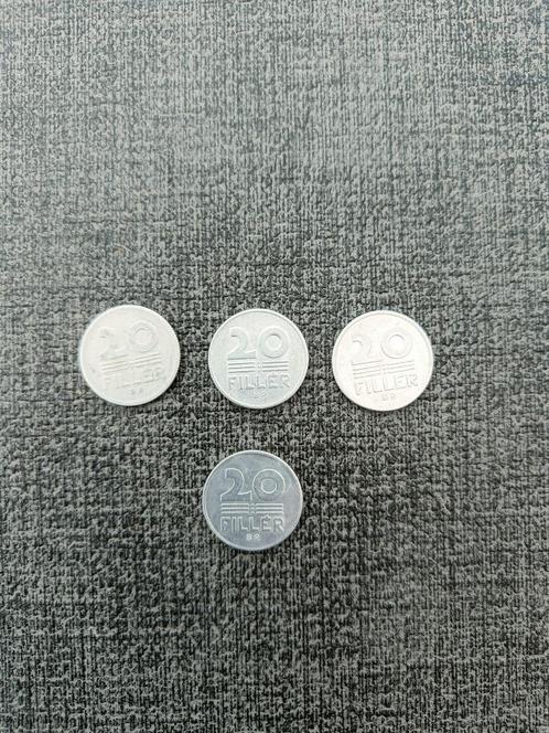 Hongarije. 20 Filler van 1969 + 1983 + 1987 + 1990., Postzegels en Munten, Munten | Europa | Niet-Euromunten, Losse munt, Hongarije